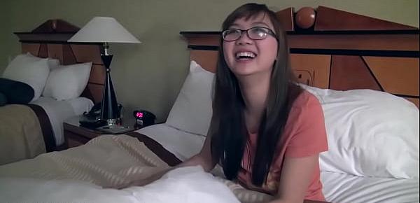  Cute busty asian girlfriend fngers in glasses